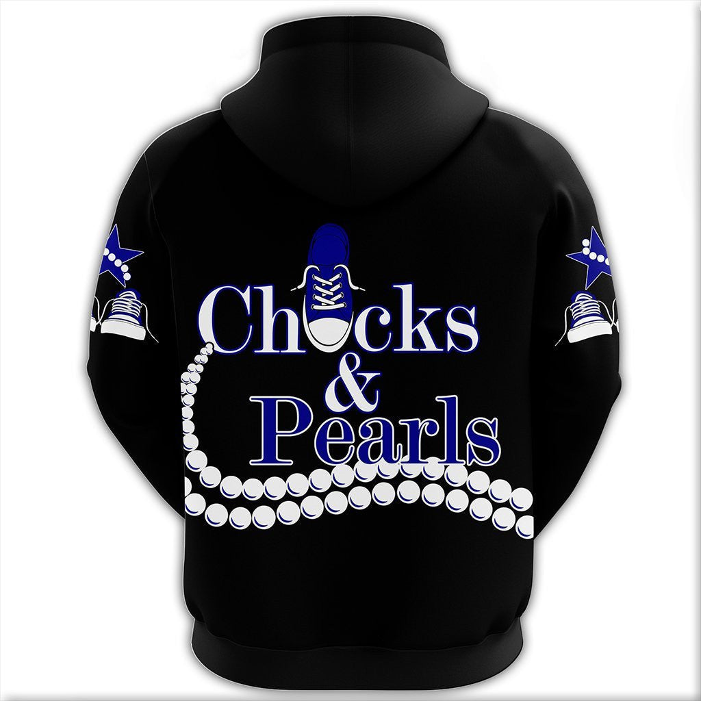 Sorority Hoodie - Zeta Phi Beta Pearls K.H Chucks n Pearls Pullover Hoodie