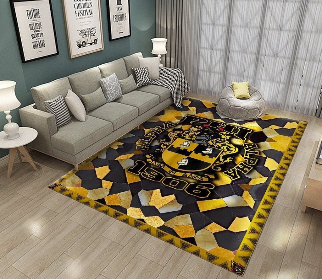 Fraternity Area Rug - Alpha Phi Alpha 1906 Black And Gold Area Rug