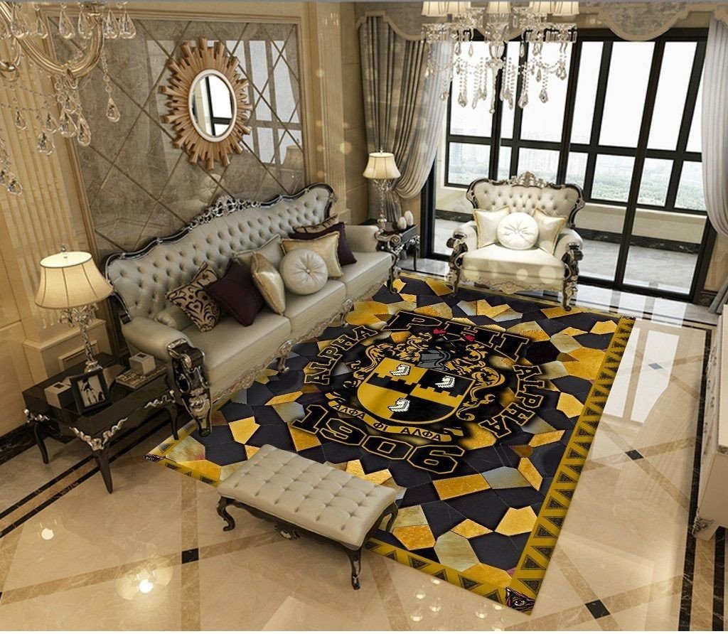 Fraternity Area Rug - Alpha Phi Alpha 1906 Black And Gold Area Rug