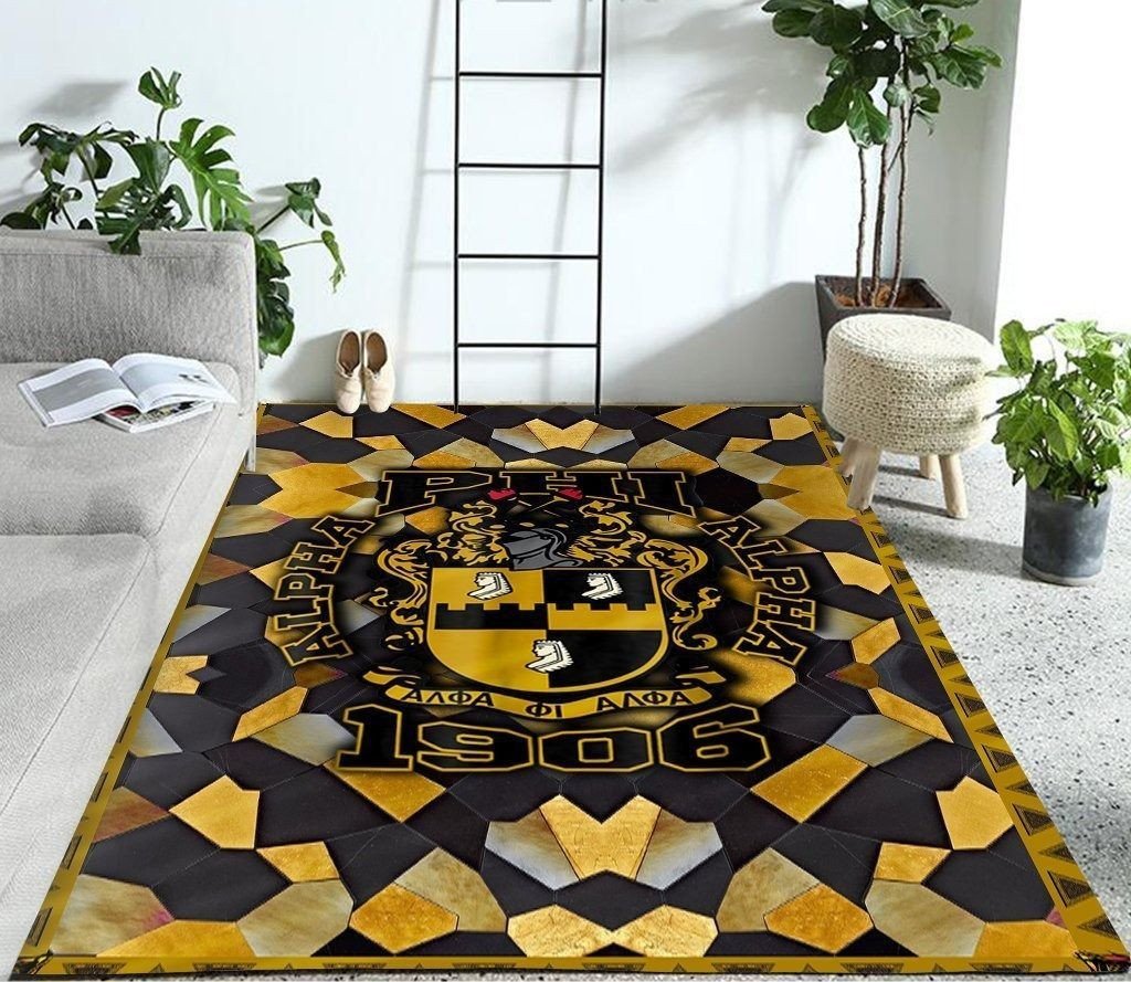 Fraternity Area Rug - Alpha Phi Alpha 1906 Black And Gold Area Rug