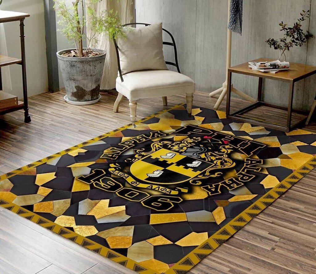 Fraternity Area Rug - Alpha Phi Alpha 1906 Black And Gold Area Rug