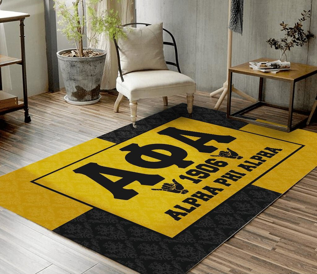 Fraternity Area Rug - Royal Black Gold Alpha Phi Alpha Area Rug