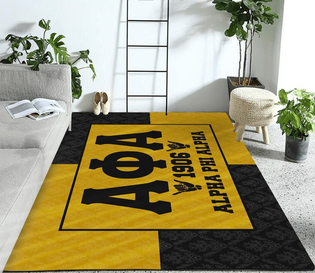 Fraternity Area Rug - Royal Black Gold Alpha Phi Alpha Area Rug