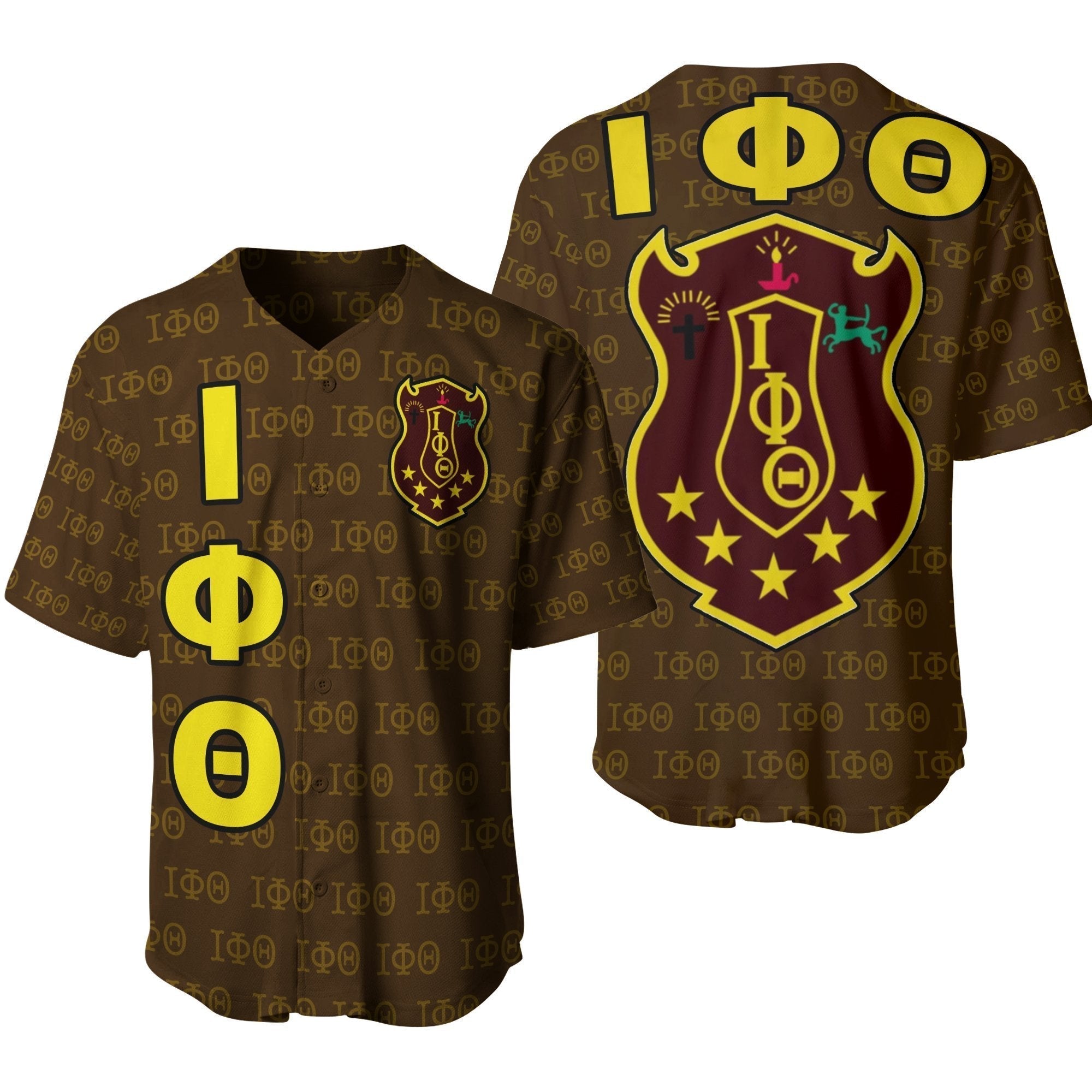 Fraternity Baseball Jersey - Iota Phi Theta Monogram Patterns Baseball Jersey ver1
