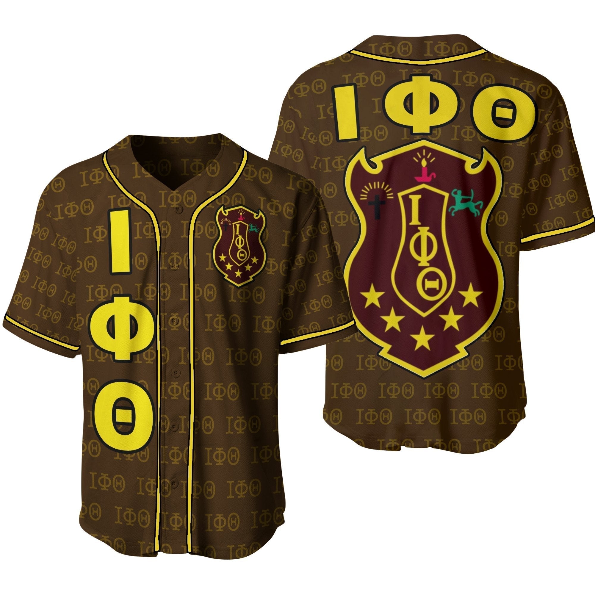 Fraternity Baseball Jersey - Iota Phi Theta Monogram Patterns Baseball Jersey ver2