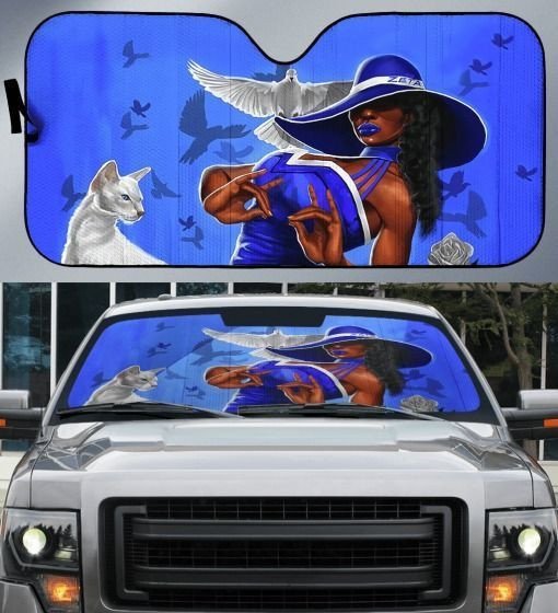 Sorority Sun Shade - Zeta Phi Beta Girl Hand Sign Car Sun Shade