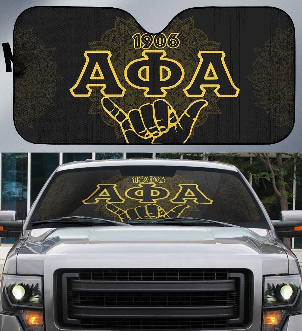 Fraternity Sun Shades - Alpha Phi Alpha Mandala Handsign Car Sun Shade