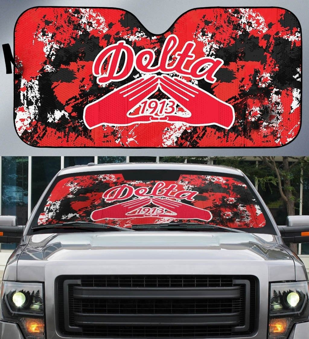 Sorority Sun Shade - Delta Sigma Theta Hand Sign Painting Style Car Sun Shade