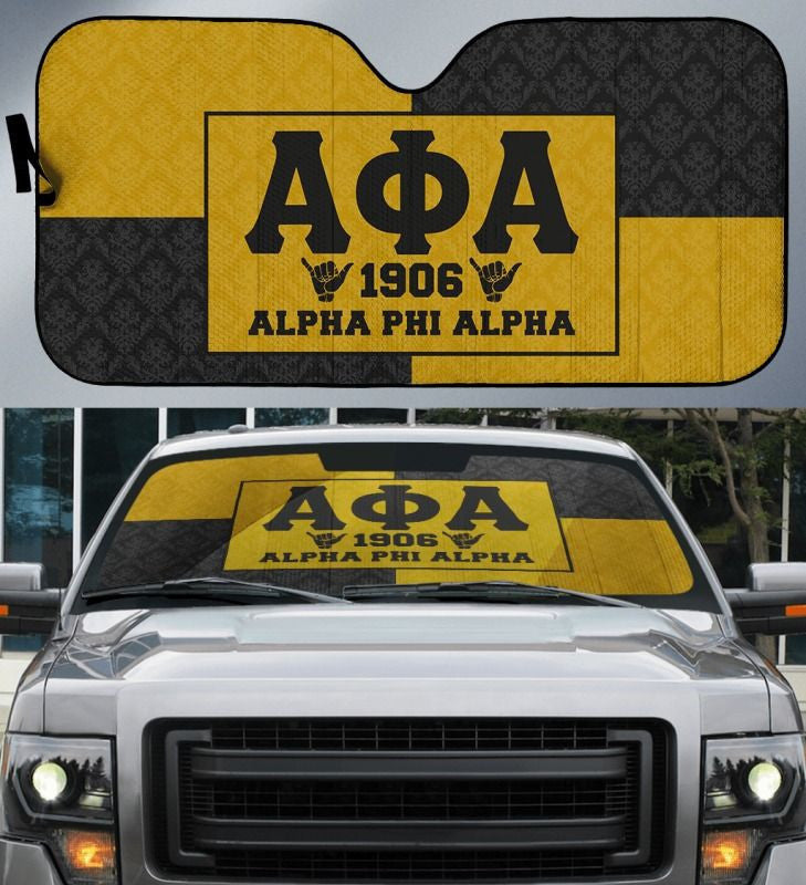 Fraternity Sun Shades - Royal Black Gold Alpha Phi Alpha Car Sun Shade