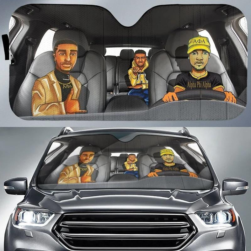 Fraternity Sun Shades - Alpha Phi Alpha Homies Car Sun Shade