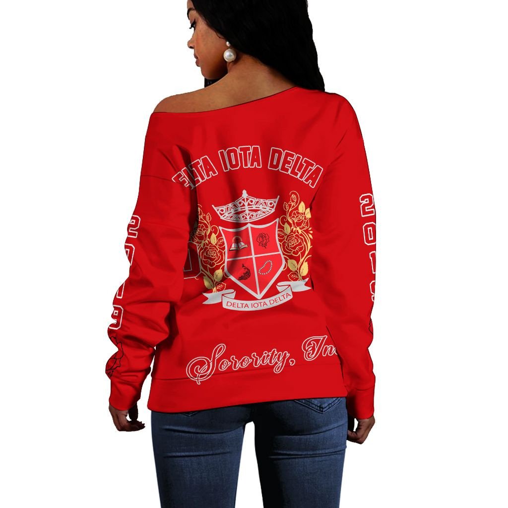 Sorority Sweatshirt - Delta Iota Delta Edsel Off Shoulder