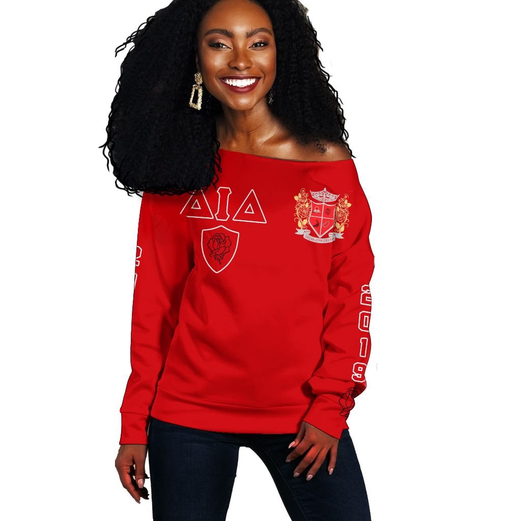 Sorority Sweatshirt - Delta Iota Delta Edsel Off Shoulder