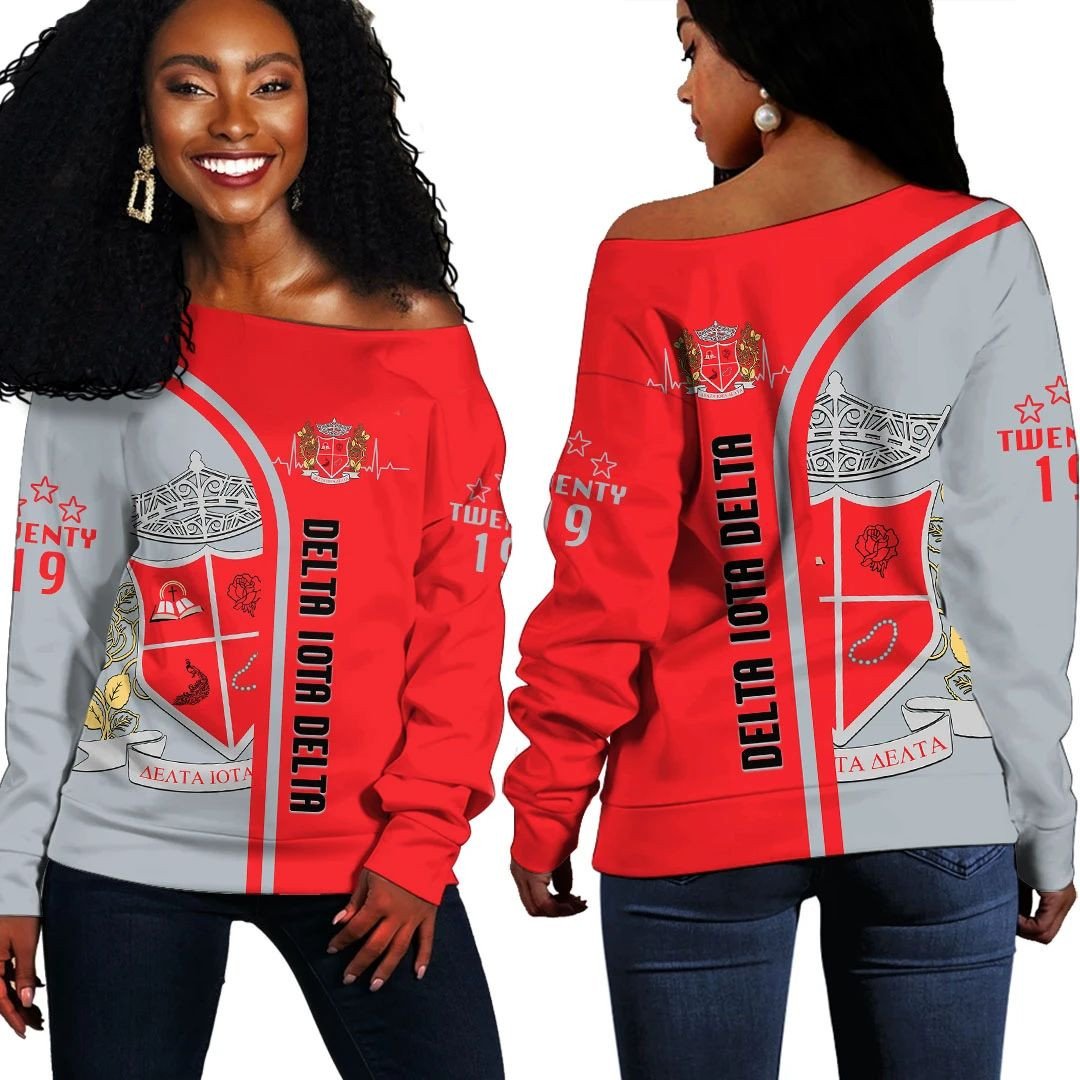 Sorority Sweatshirt - Delta Iota Delta In My Heart Women Off Shoulder
