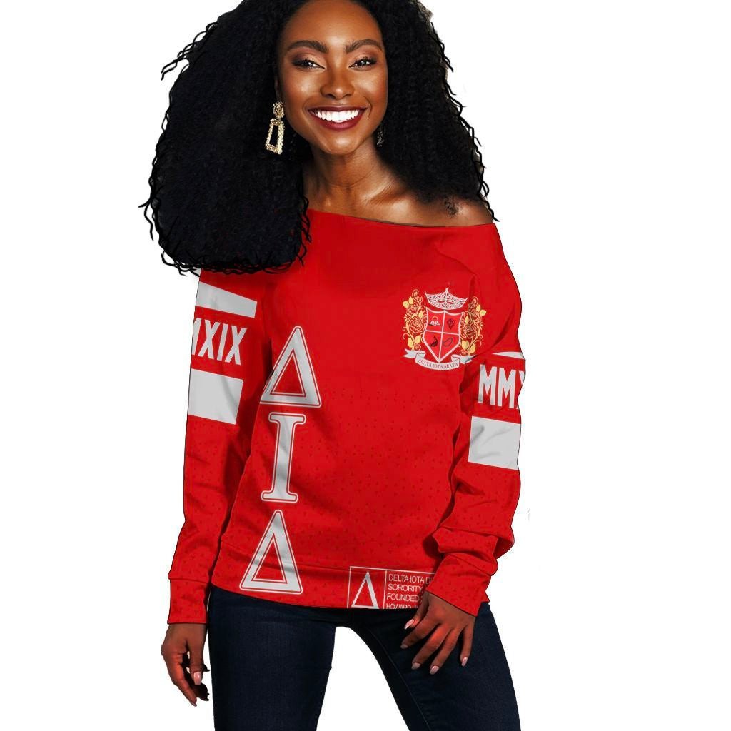 Sorority Sweatshirt - MCM Delta Iota Delta Women Off Shoulder