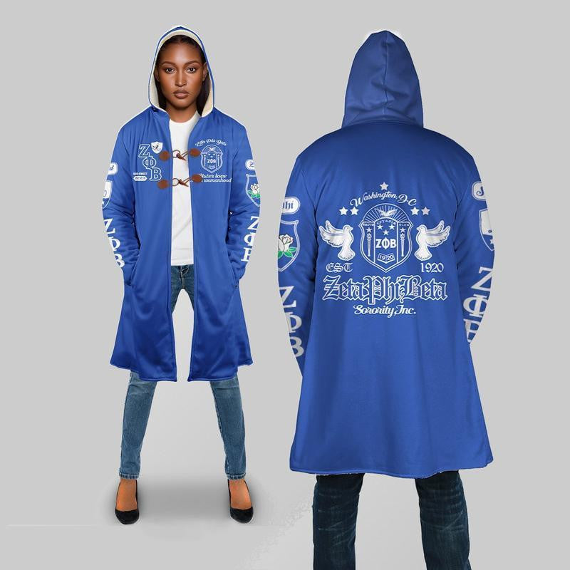 Sorority Hooded Coat - Dove Zeta Phi Beta 1920 Sorority Hooded Coat