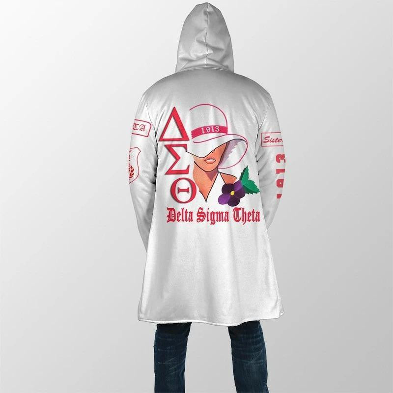 Sorority Hooded Coat - Woman Flower Delta Sigma Theta Hooded Coat