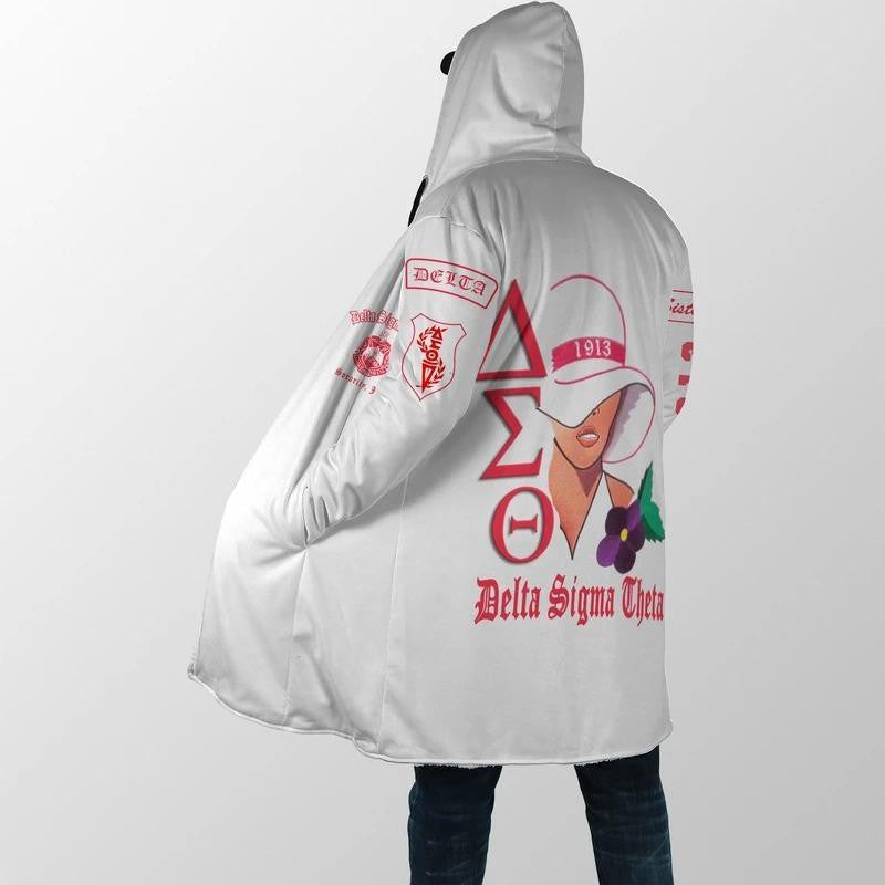 Sorority Hooded Coat - Woman Flower Delta Sigma Theta Hooded Coat