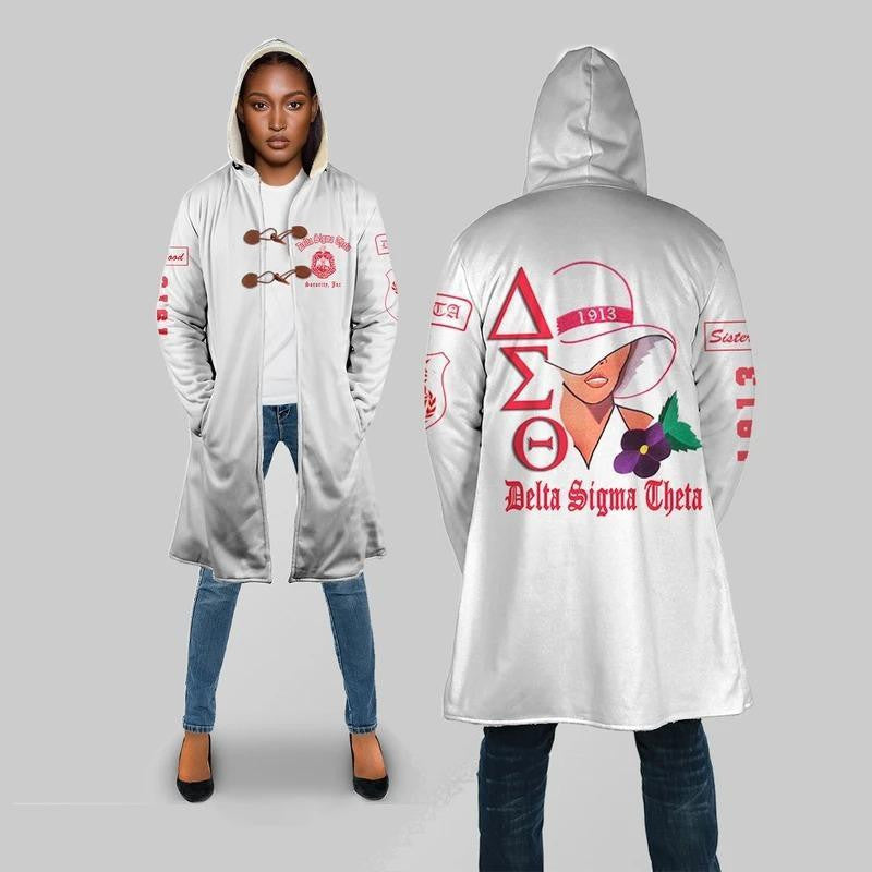 Sorority Hooded Coat - Woman Flower Delta Sigma Theta Hooded Coat