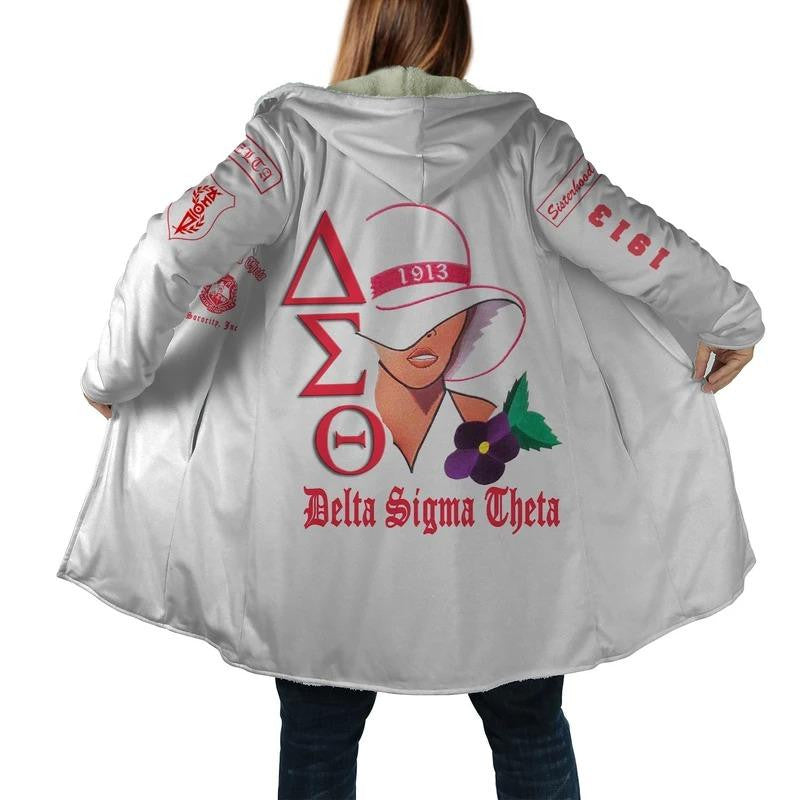 Sorority Hooded Coat - Woman Flower Delta Sigma Theta Hooded Coat