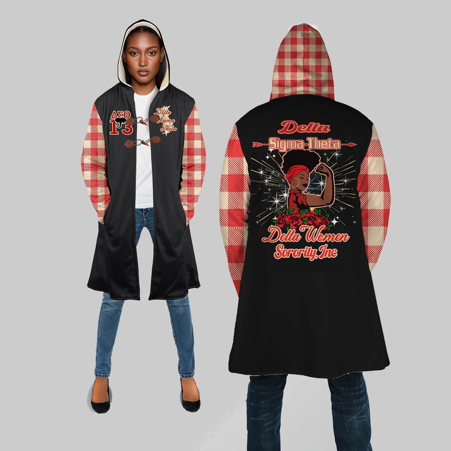 Sorority Hooded Coat - Delta Sigma Theta Women Sorority Hooded Coat