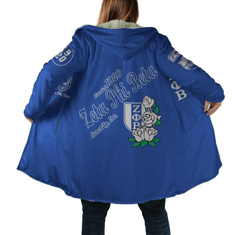 Sorority Hooded Coat - Flower Zeta Phi Beta Hooded Coat