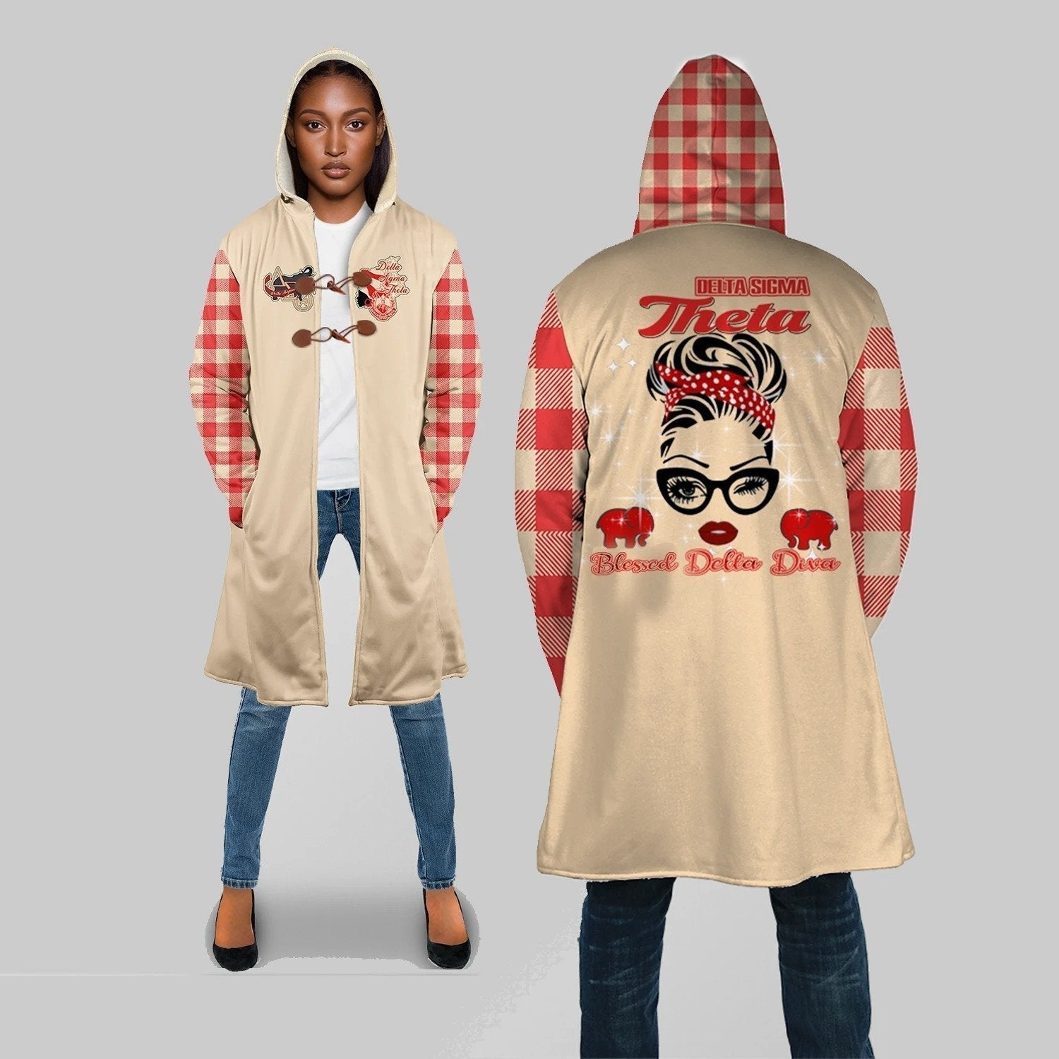 Sorority Hooded Coat - Blessed Delta Sigma Theta Diva Hooded Coat