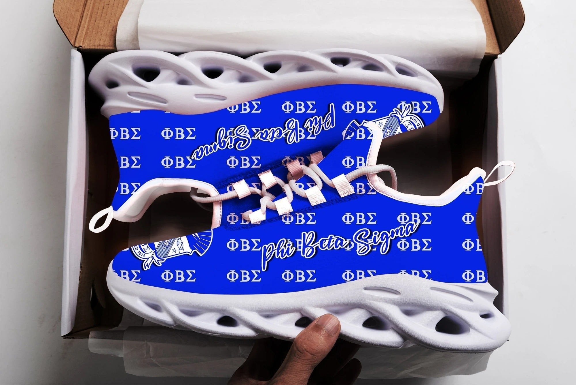 Fraternity Footwear - Phi Beta Sigma Blue Clunky Sneakers