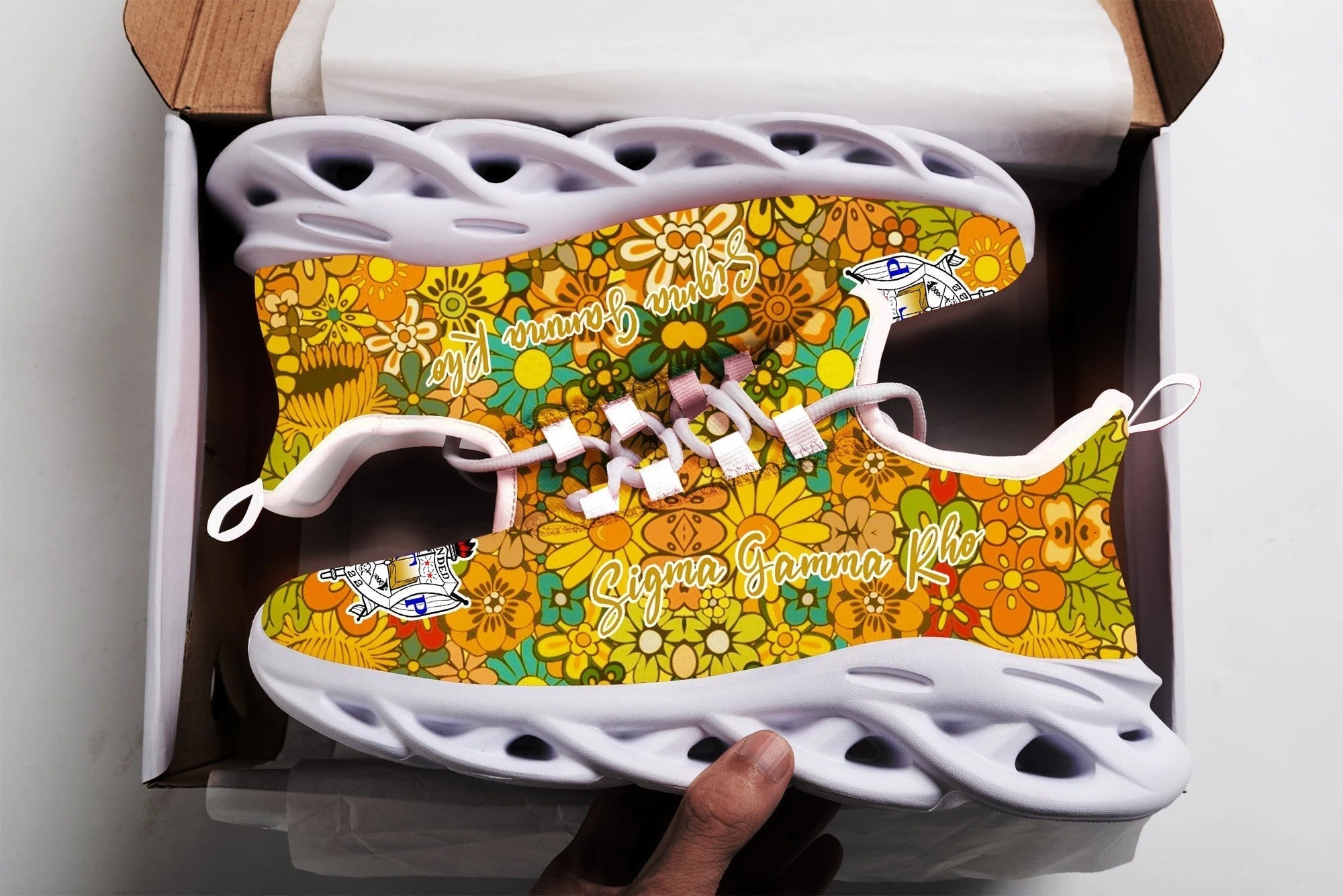 Sorority Footwear - Sigma Gamma Rho Flowers Garden Clunky Sneakers