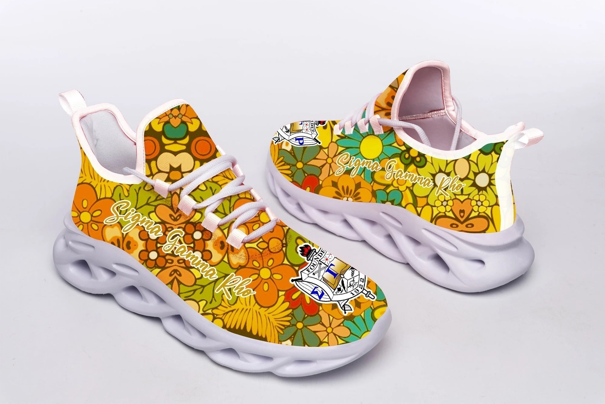 Sorority Footwear - Sigma Gamma Rho Flowers Garden Clunky Sneakers