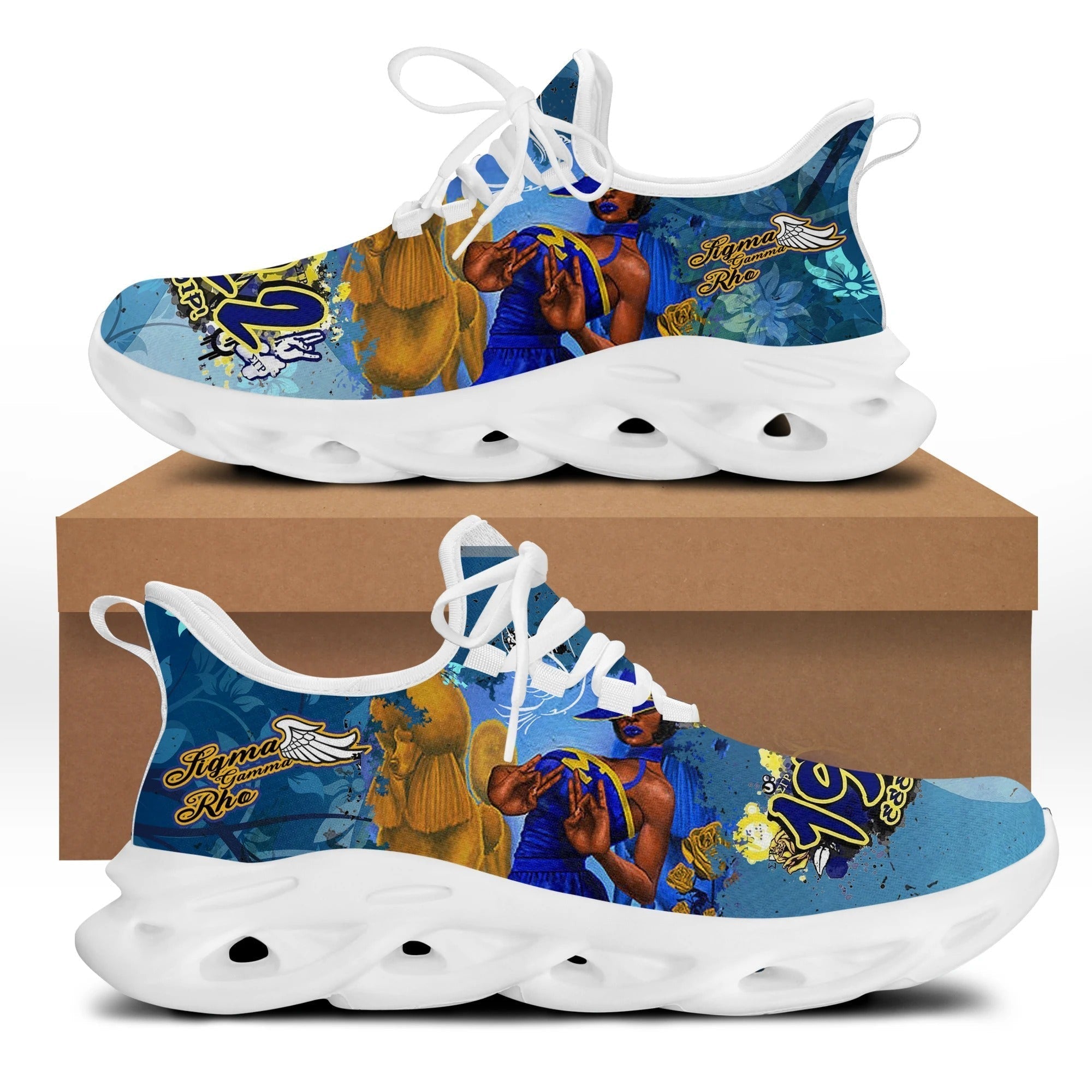 Sorority Footwear - Sigma Gamma Rho Woman Makes Hand Sign Clunky Sneakers