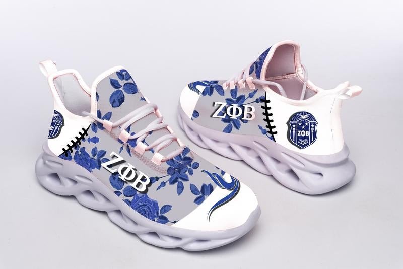 Sorority Footwear - Zeta Phi Beta Blue Roses Clunky Sneakers