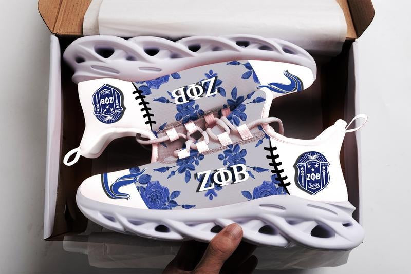 Sorority Footwear - Zeta Phi Beta Blue Roses Clunky Sneakers