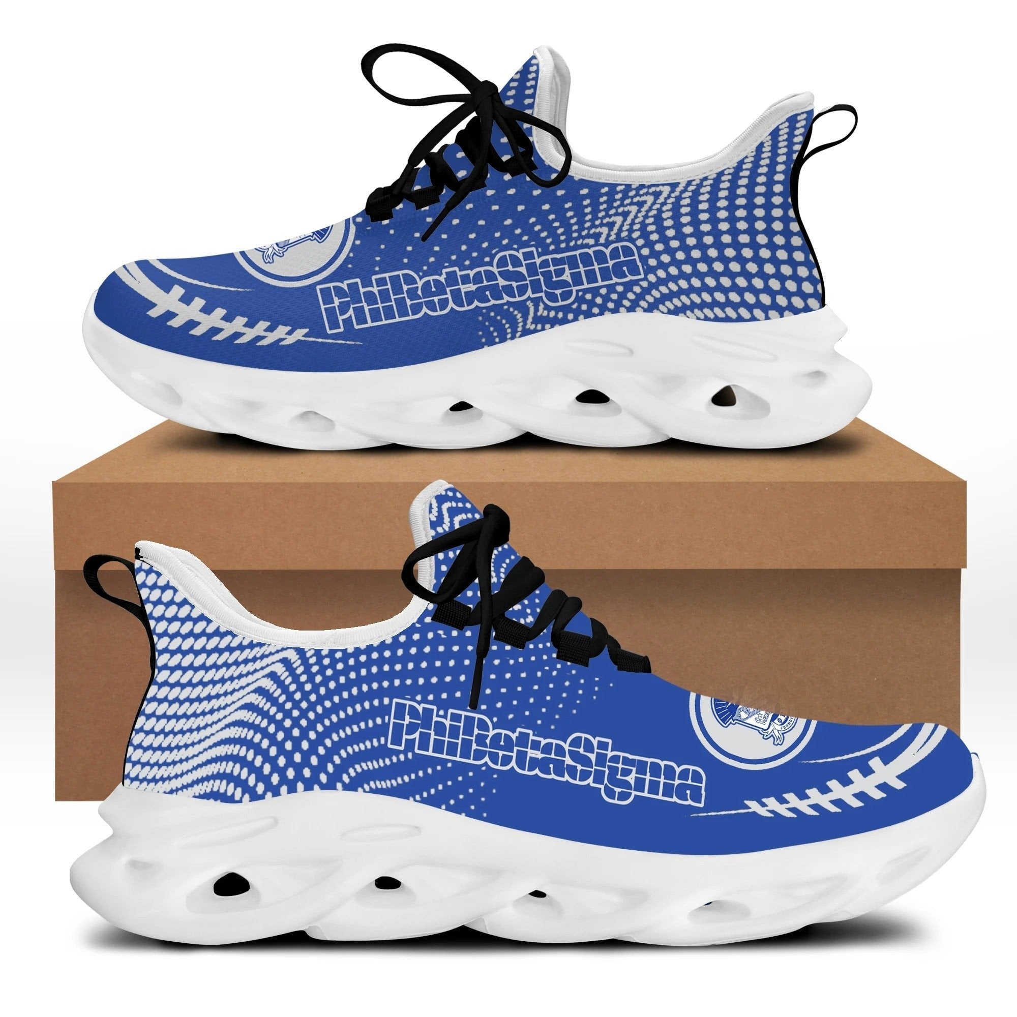 Fraternity Footwear - Phi Beta Sigma White Dots Clunky Sneakers