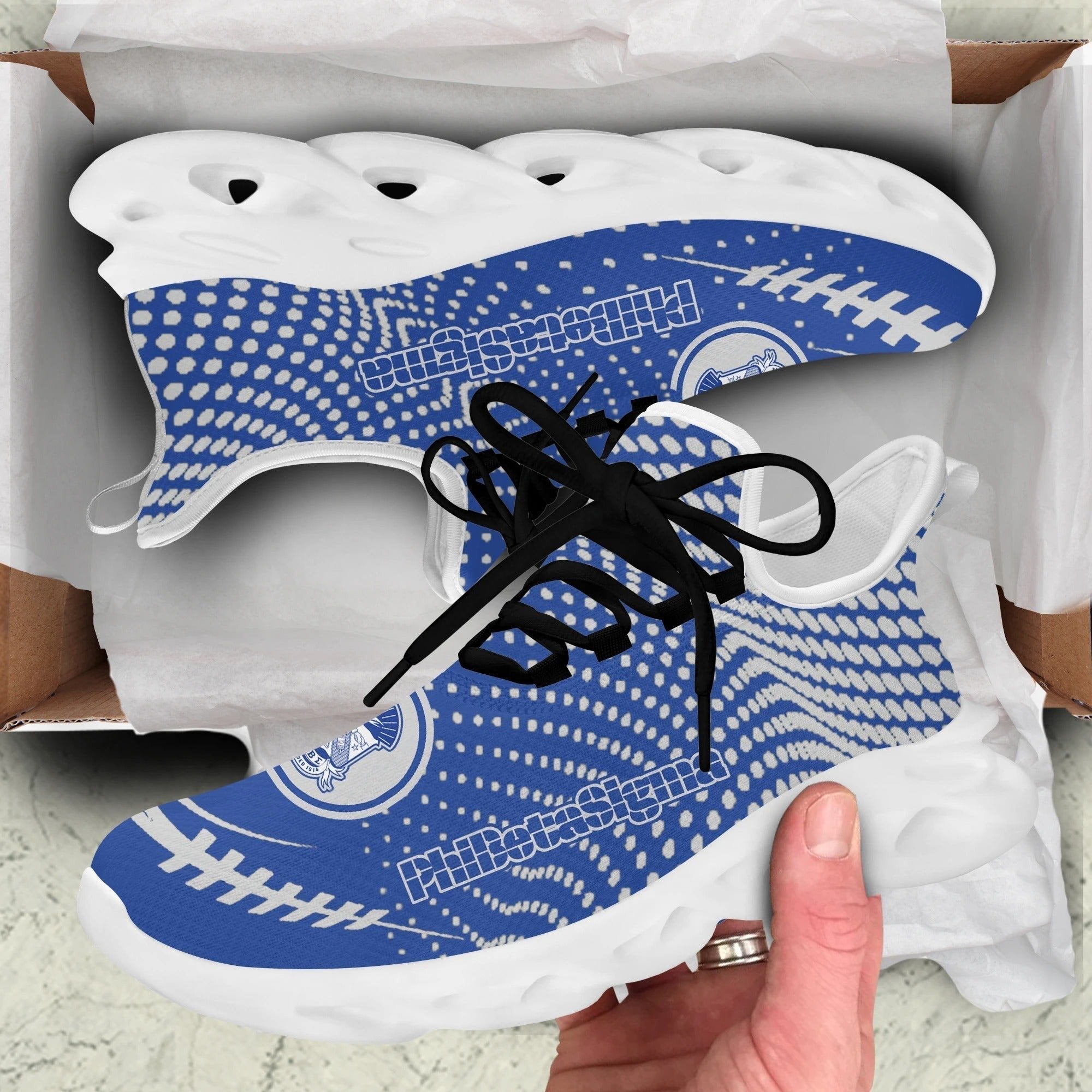 Fraternity Footwear - Phi Beta Sigma White Dots Clunky Sneakers