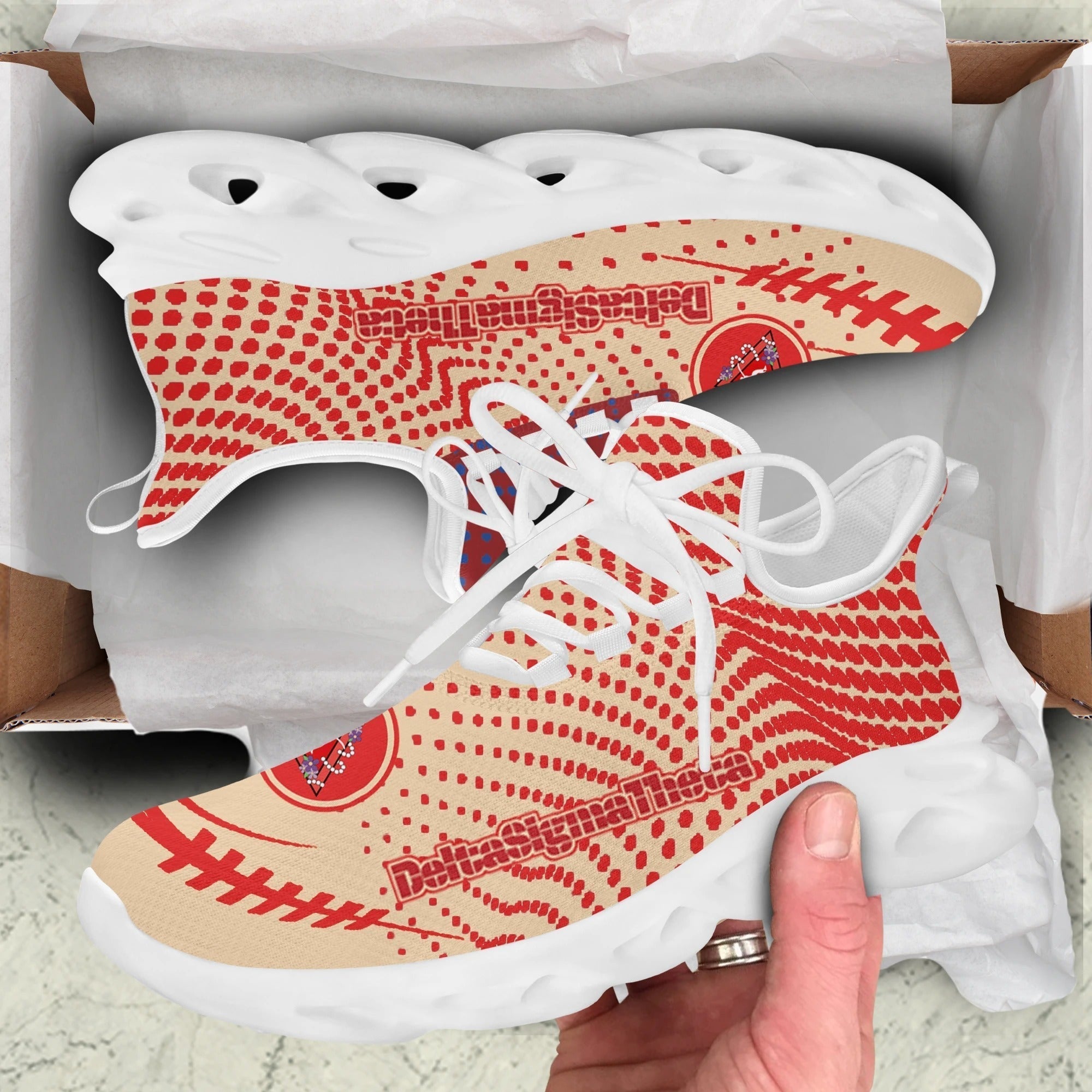 Sorority Footwear - Delta Sigma Theta Red Dots Clunky Sneakers