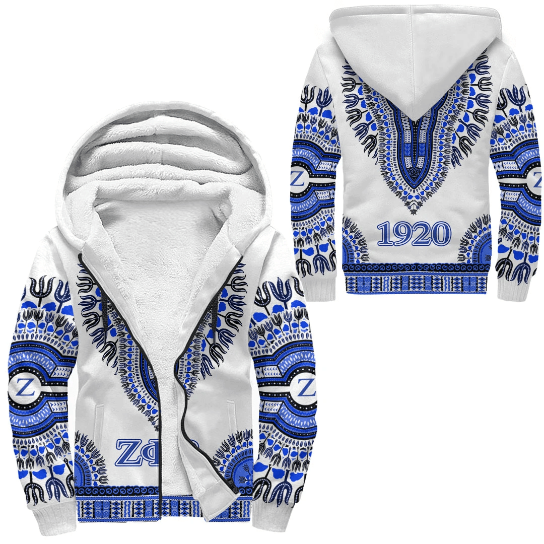 Sorority Hoodie - Zeta Phi Beta Dashiki Sherpa Hoodie