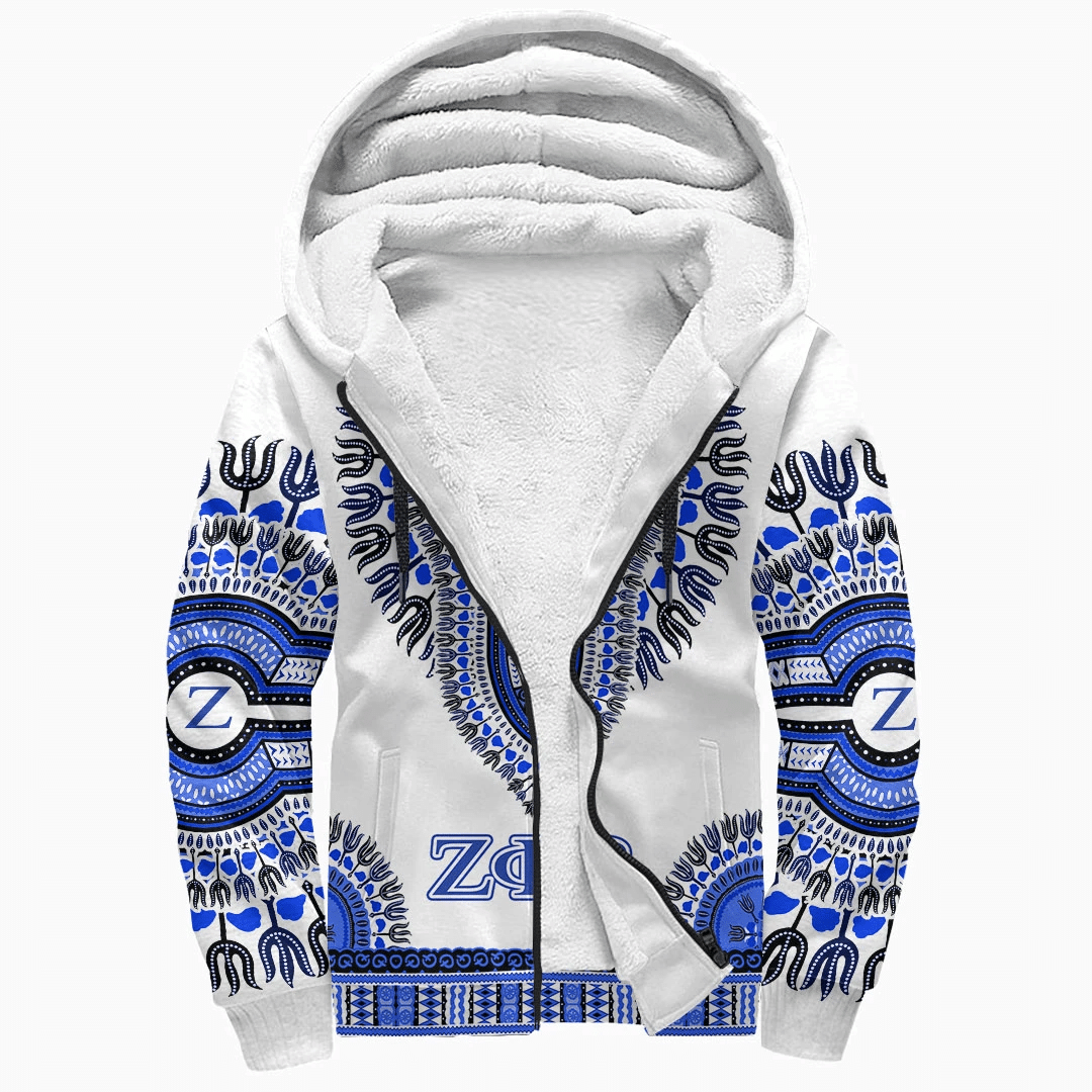 Sorority Hoodie - Zeta Phi Beta Dashiki Sherpa Hoodie