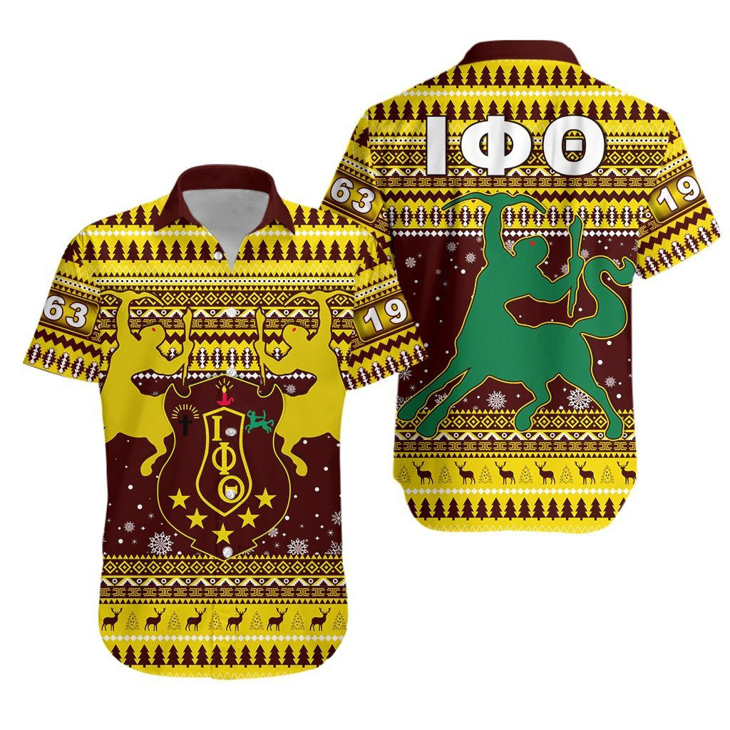 Fraternity Shirt - Iota Phi Theta African Pattern Christmas Short Sleeve Shirt