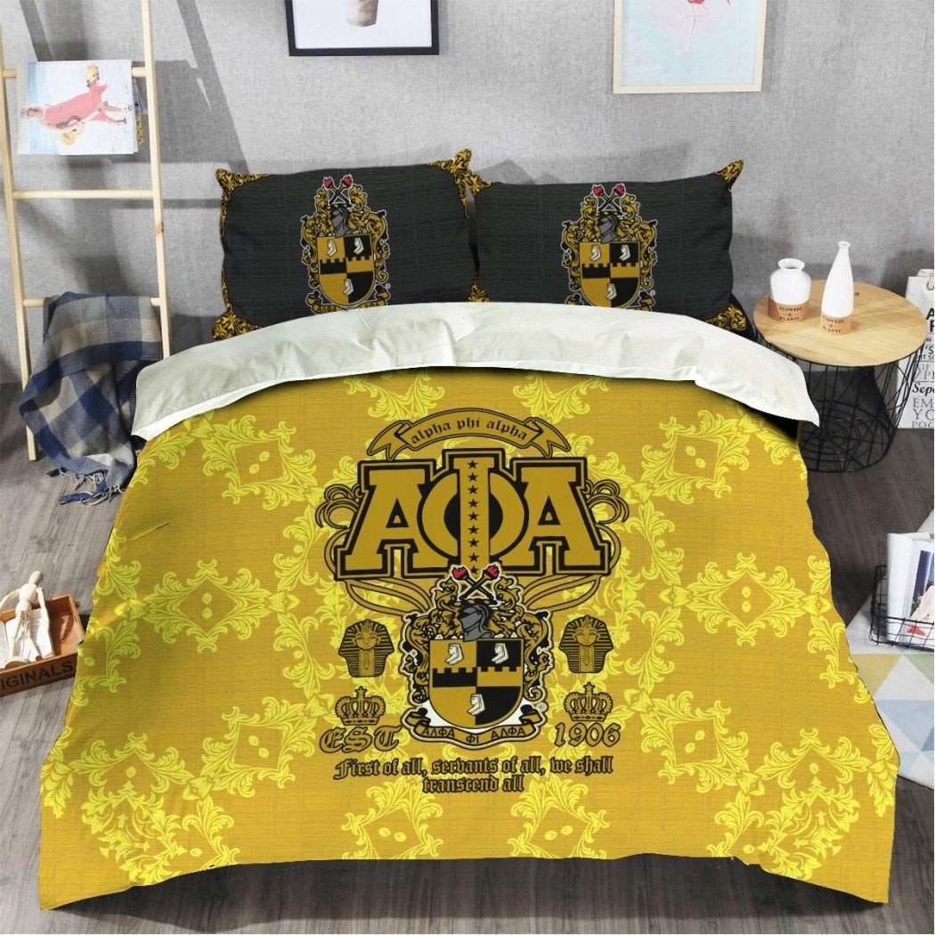Fraternity Bedding Set - Shield Of Alpha Phi Alpha Duvet Cover & Pillow Cases