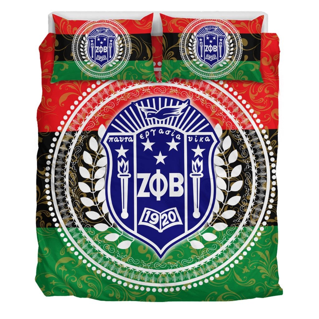 Sorority Bedding Set - Pan Africa Zeta Phi Beta Sorority Duvet Cover & Pillow Cases