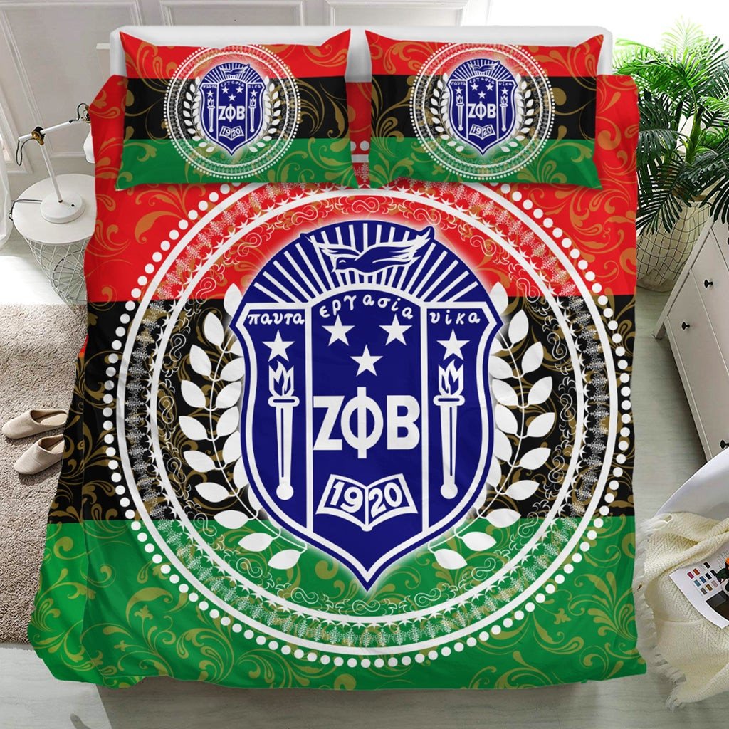 Sorority Bedding Set - Pan Africa Zeta Phi Beta Sorority Duvet Cover & Pillow Cases