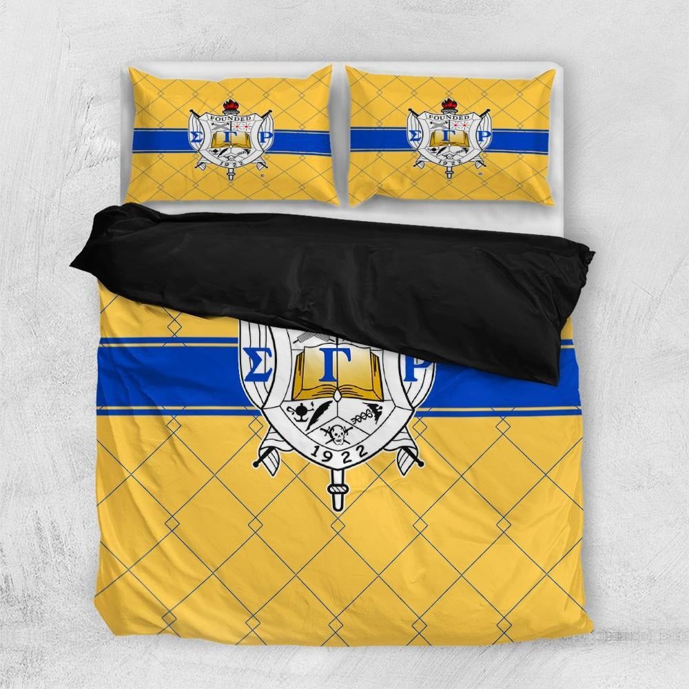 Sorority Bedding Set - Sigma Gamma Rho Square Pattern Duvet Cover & Pillow Cases