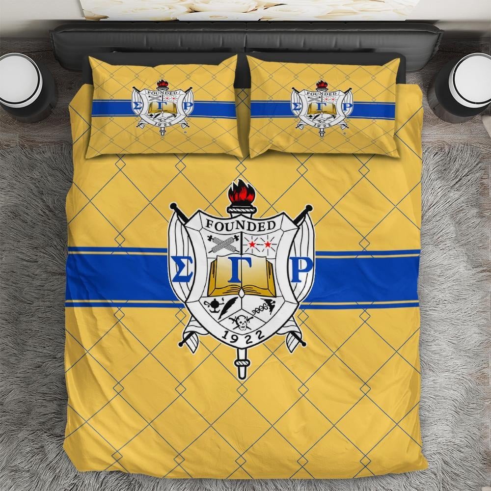 Sorority Bedding Set - Sigma Gamma Rho Square Pattern Duvet Cover & Pillow Cases