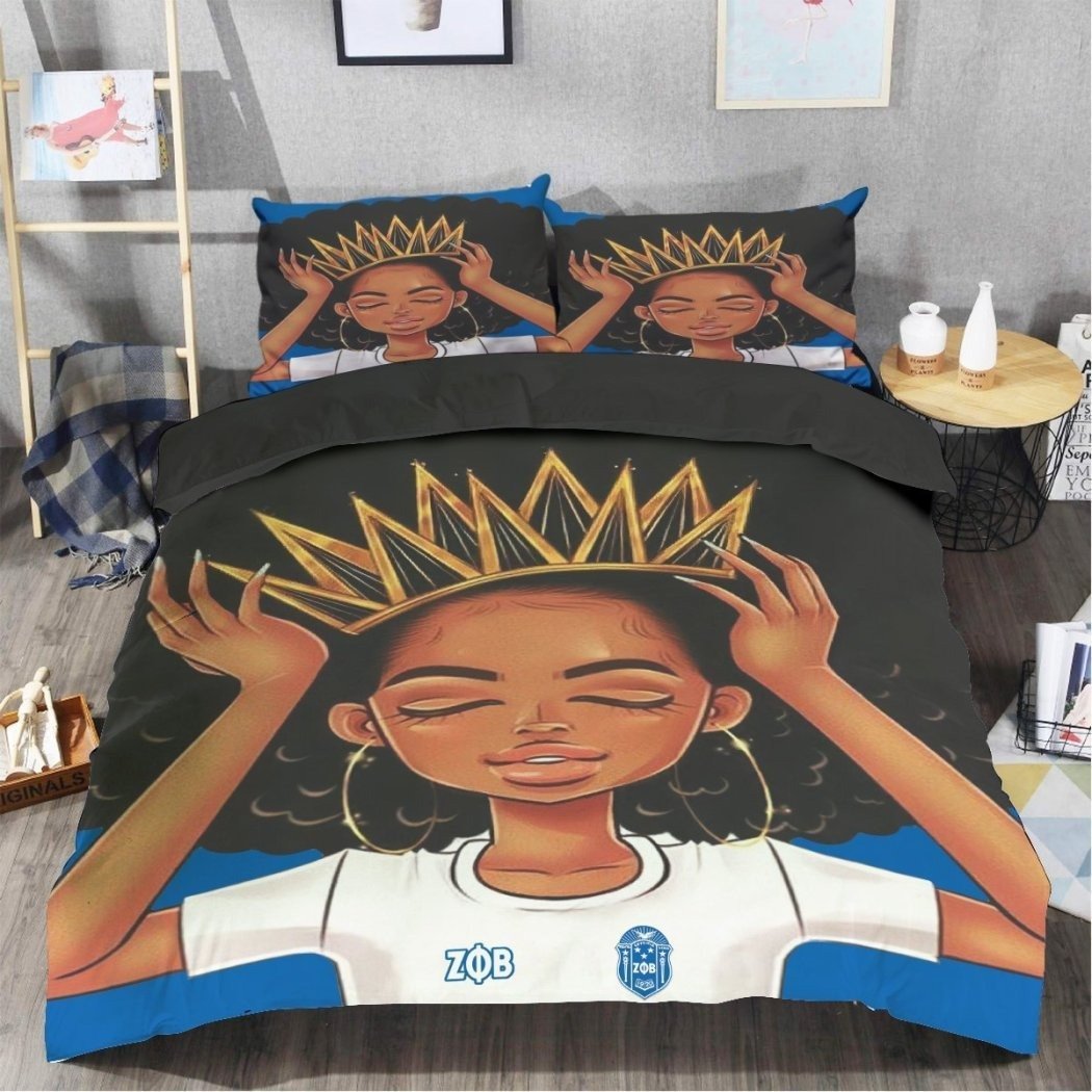 Sorority Bedding Set - Black Girl Zeta Phi Beta Duvet Cover & Pillow Cases