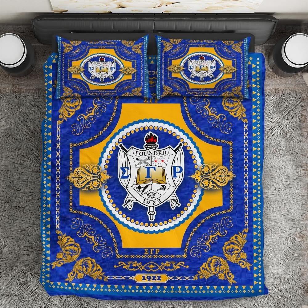 Sorority Bedding Set - Sigma Gamma Rho Royal Pattern Sorority Duvet Cover & Pillow Cases