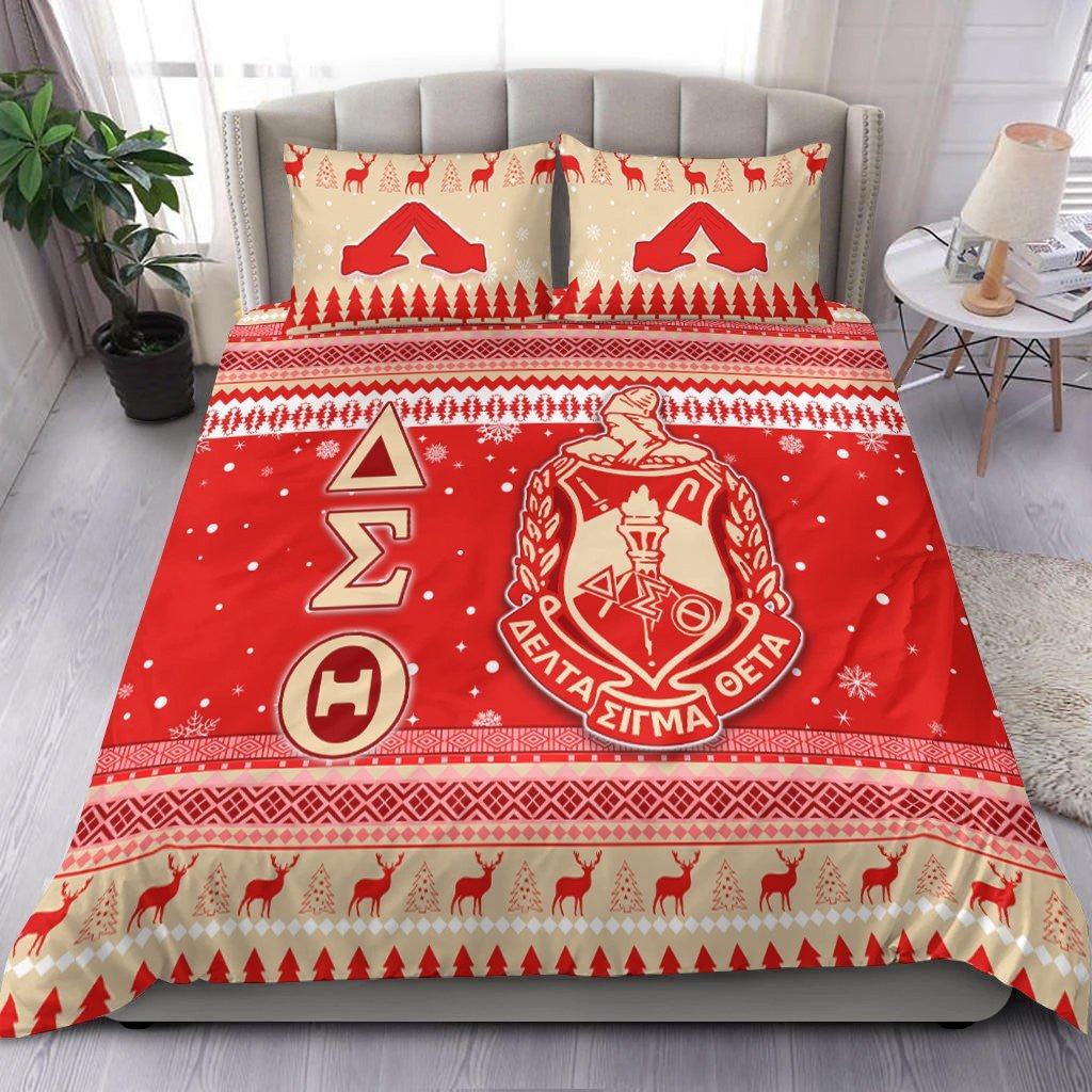 Sorority Bedding Set - Delta Sigma Theta African Pattern Christmas Bedding Set