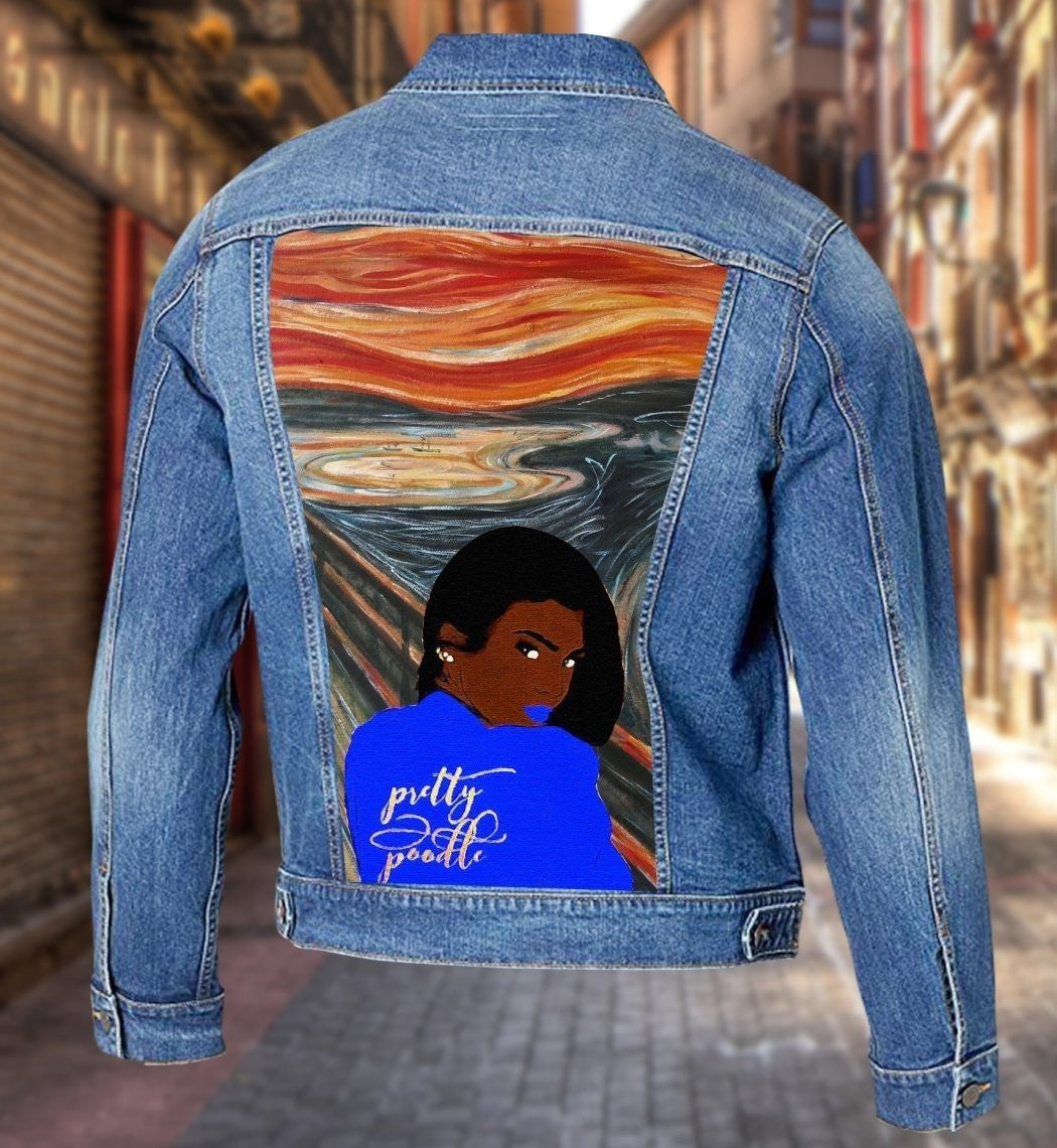 Sorority Jacket - Sigma Gamma Rho Scream Painting Denim Jacket