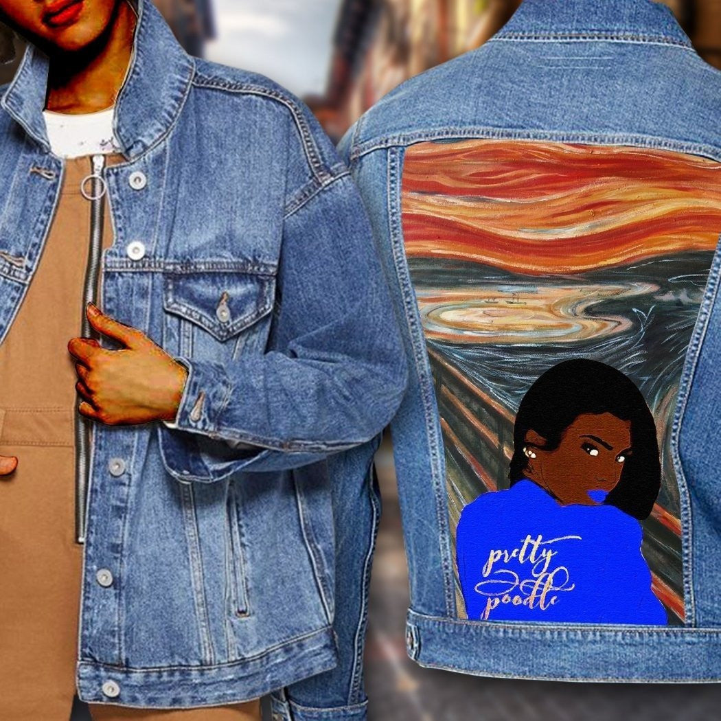 Sorority Jacket - Sigma Gamma Rho Scream Painting Denim Jacket