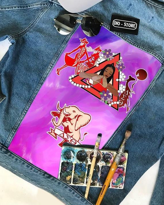 Sorority Jacket - Elephant Pearls Delta Sigma Theta Denim Jacket