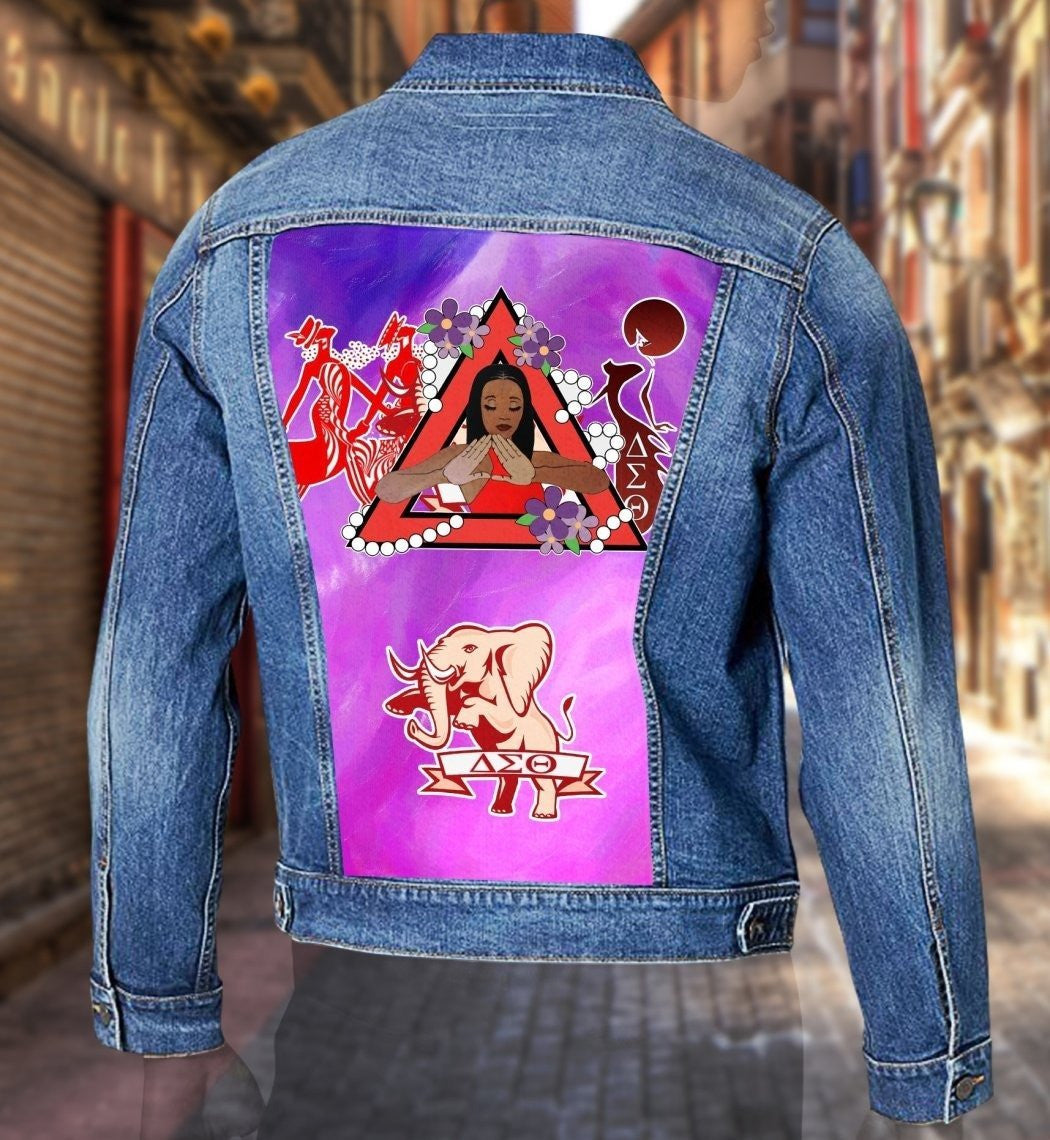 Sorority Jacket - Elephant Pearls Delta Sigma Theta Denim Jacket
